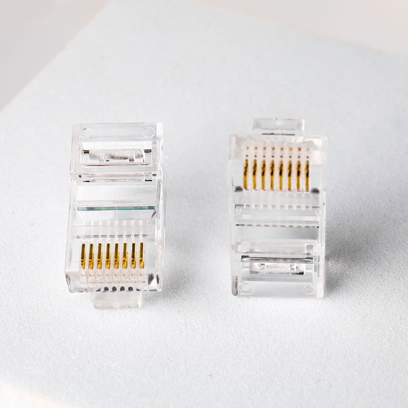 Professional Cat5e Pure Copper RJ45 Connector - Unshielded 8P8C Modular Plug with 50μ" Gold Plating for High-Stability Networking Image 4 High-Conductivity-Cat5e-Pure-Copper-Modular-Plug-PoE-Stability