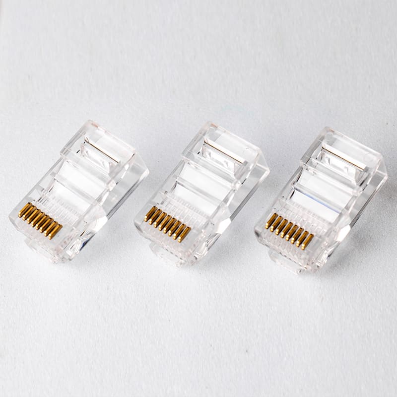 Professional Cat5e Pure Copper RJ45 Connector - Unshielded 8P8C Modular Plug with 50μ" Gold Plating for High-Stability Networking Image 1 Cat5e-Pure-Copper-RJ45-Connector-Unshielded-8P8C-Modular-Plug-Main