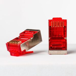 Shielded-Cat6-RJ45-Connector-Red-Color-STP-8P8C-Main-View