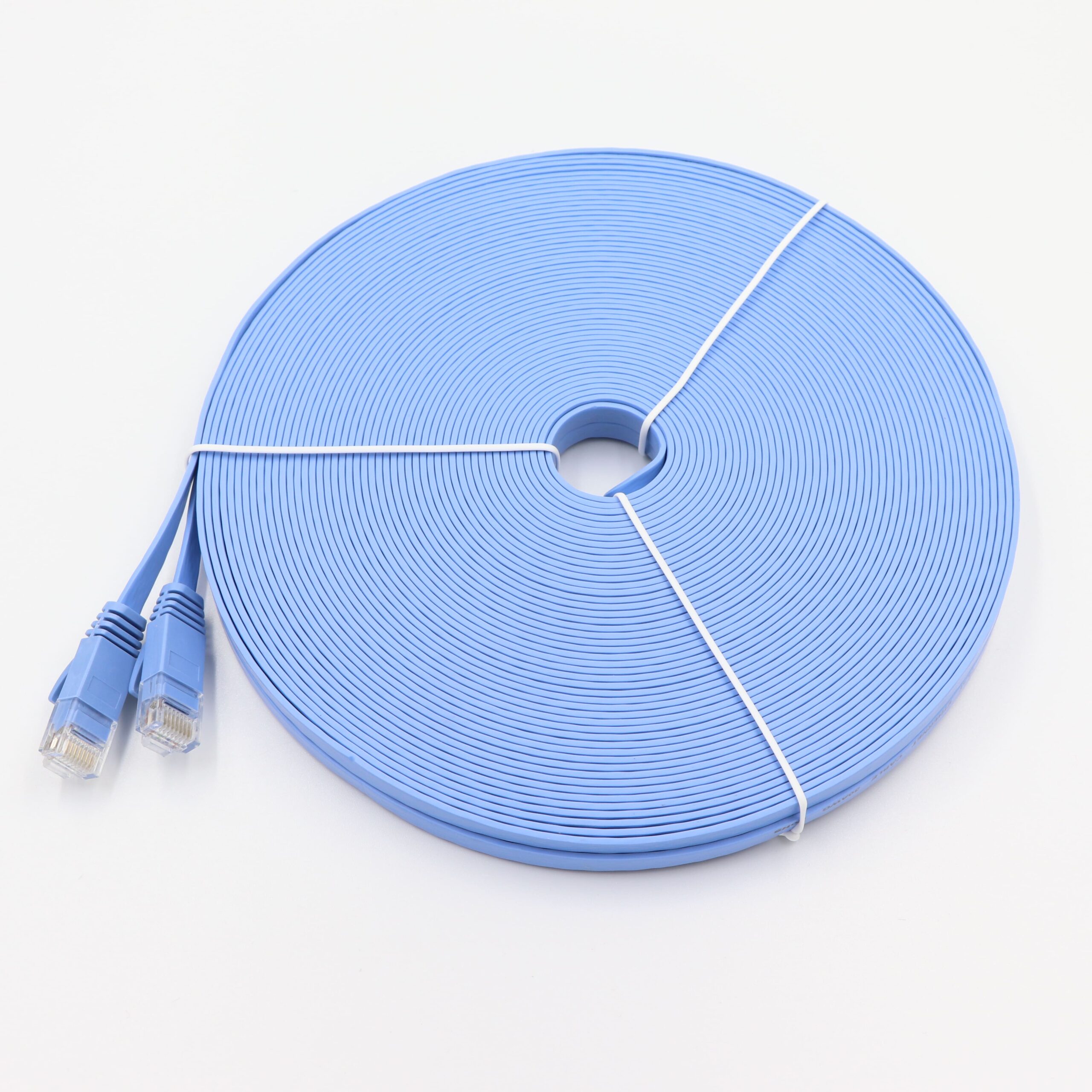 Cat6 Flat Ethernet Cable - 6x1.4mm Ultra-Slim UTP Network Patch Cord with Customizable Molds, Colors, and Lengths Image 5 50u Gold-Plated RJ45 Connectors on Cat6 Flat Patch Lead