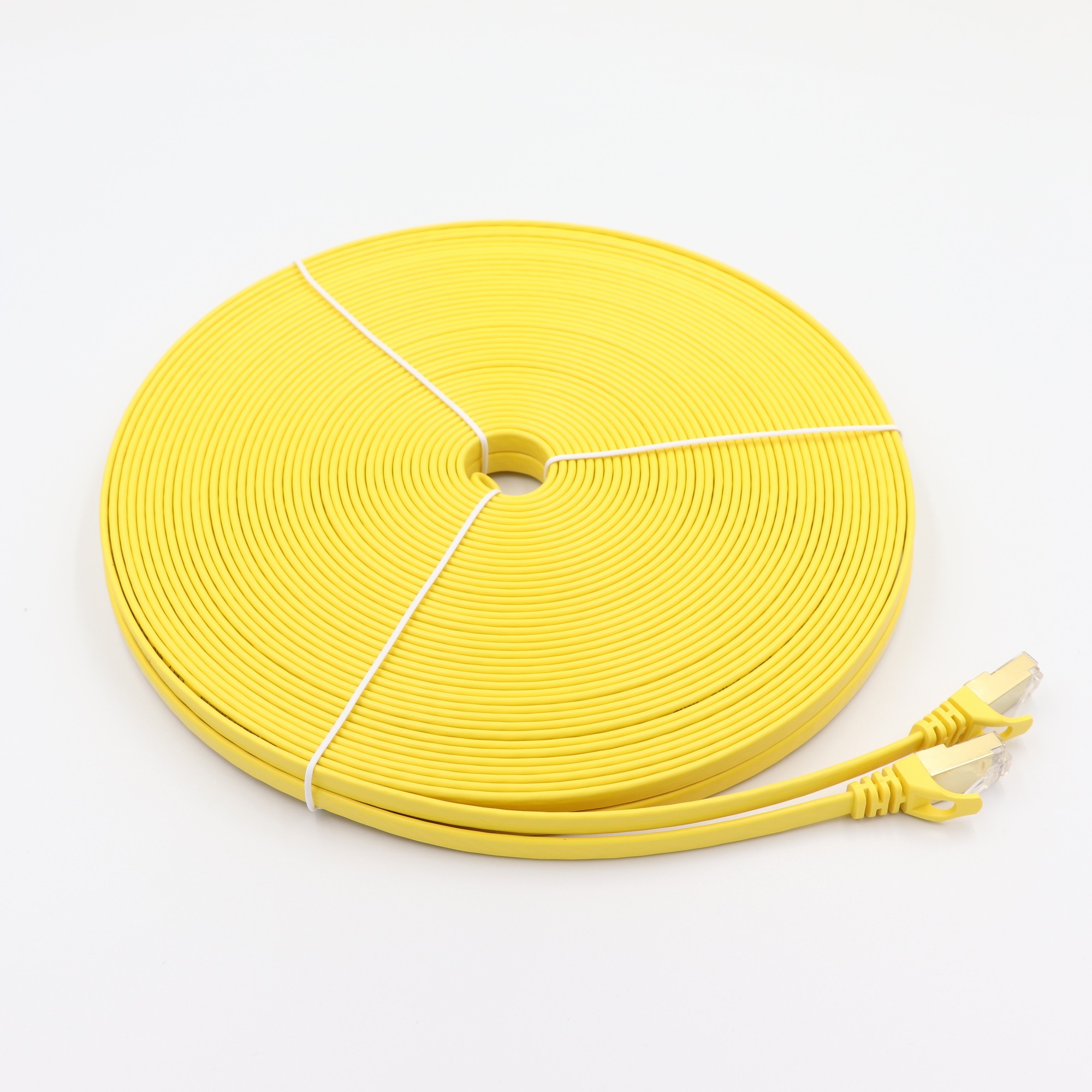 Cat7 Shielded Flat Ethernet Cable - 10Gbps 600MHz S/FTP Ultra-Slim Network Cord with Customizable Molds, Colors, and Lengths Image 4 Ultra-Slim Profile of Cat7 Shielded Flat Ethernet Cable for Under-Carpet Use