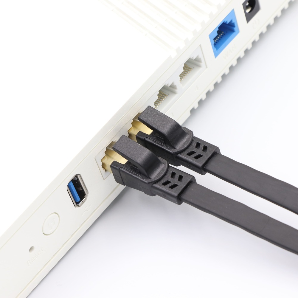 Cat8 Flat Ethernet Patch Cable - Ultra-Slim 40Gbps 2000MHz High-Speed Network Jumper with S/FTP Shielding Image 6 Ultra-Slim Design of Cat8 Flat Ethernet Cable for Easy Cable Management-5