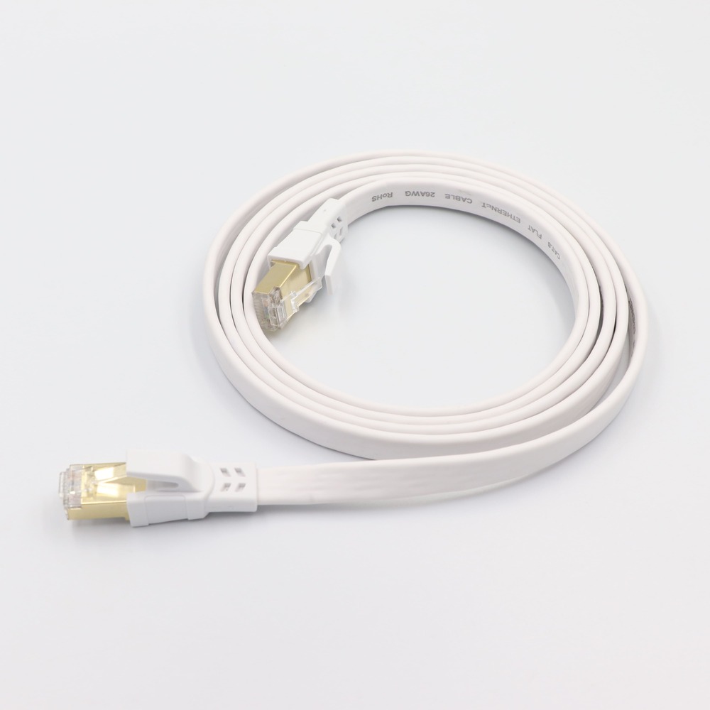 Cat8 Flat Ethernet Patch Cable - Ultra-Slim 40Gbps 2000MHz High-Speed Network Jumper with S/FTP Shielding Image 5 Ultra-Slim Design of Cat8 Flat Ethernet Cable for Easy Cable Management-4