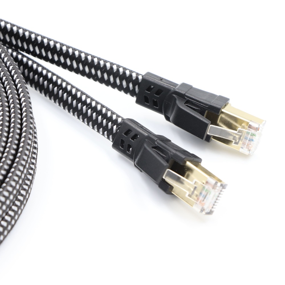 Cat8 Flat Ethernet Patch Cable - Ultra-Slim 40Gbps 2000MHz High-Speed Network Jumper with S/FTP Shielding Image 2 Ultra-Slim Design of Cat8 Flat Ethernet Cable for Easy Cable Management-1