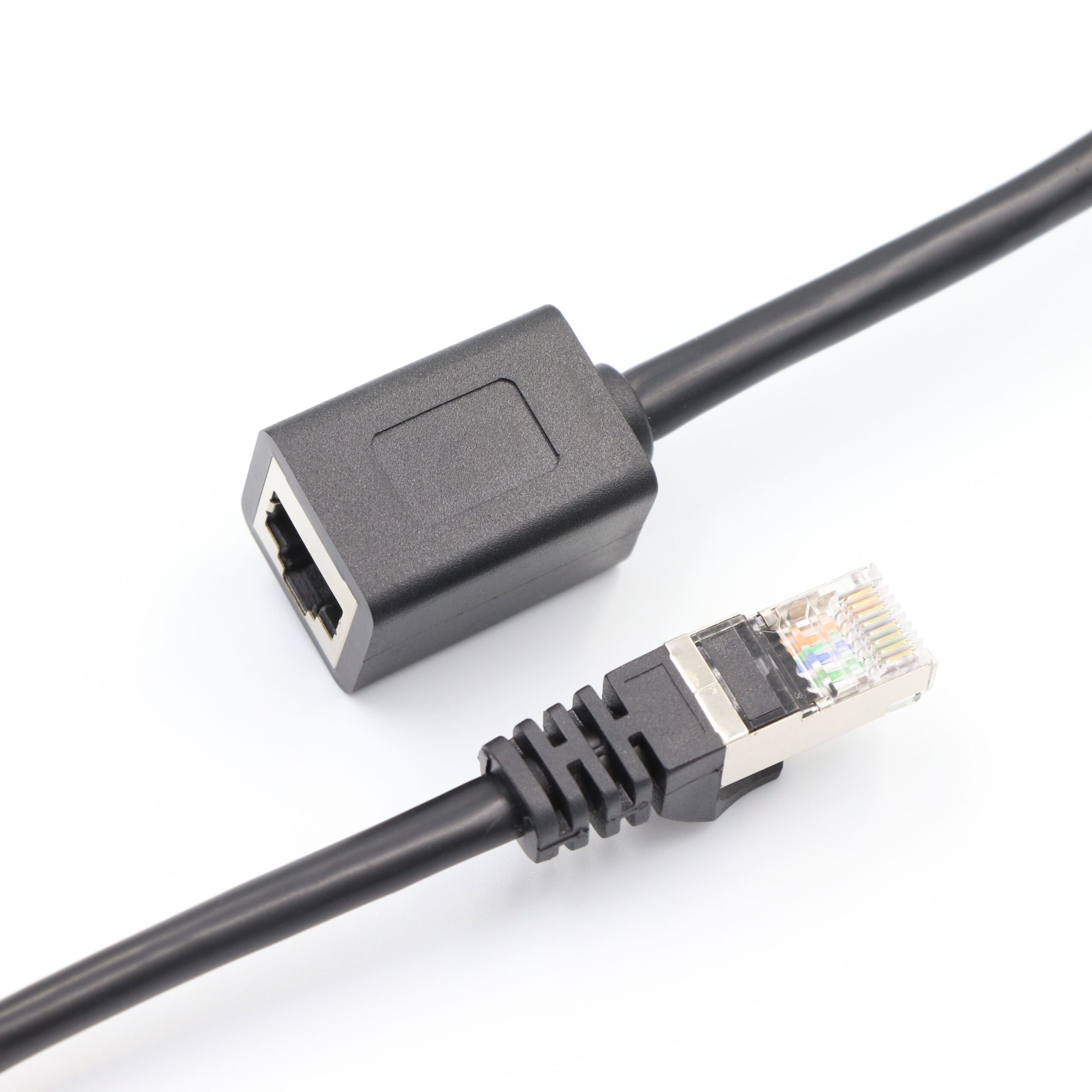 Cat6 Shielded Ethernet Extension Cable - 1Gbps 250MHz Male to Female STP Round Network Cord with Customizable Molds, Colors, and Lengths Image 6 50u Gold-Plated Contacts on Cat6 Shielded Extension Lead