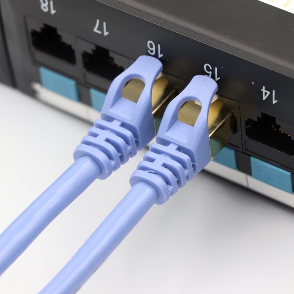 Cat7 Shielded Ethernet Patch Cable - 10Gbps 600MHz S-FTP Round Network Cord with Customizable Molds, Colors, and Lengths Image 2 Cat7 Shielded Ethernet Patch Cable 10Gbps S-FTP High-Speed Round Cord