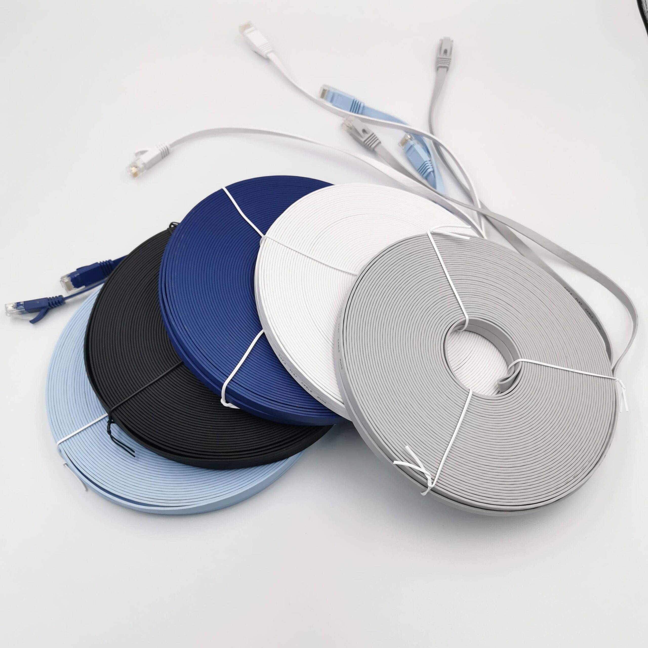 Cat6 Flat Ethernet Cable - 6x1.4mm Ultra-Slim UTP Network Patch Cord with Customizable Molds, Colors, and Lengths Image 7 Flexible PVC Jacket of Cat6 Flat Slim Ethernet Cable