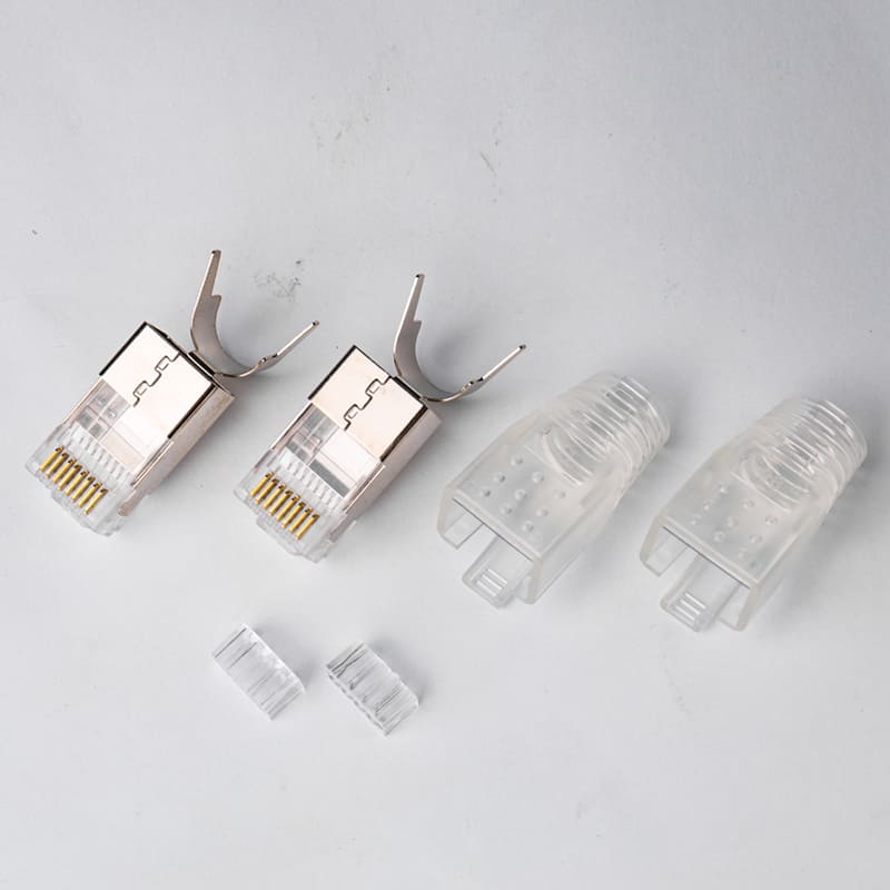 Cat7 Shielded RJ45 Connector - 1.5mm Ultra-Large Wire Hole Two-Piece Gold-Plated Copper Shell 8P8C Plug for 22AWG STP Cables Image 3 1.5mm Large Entry Holes for Thick 22AWG Cat7 Shielded Network Cables