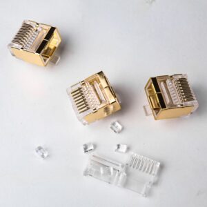 Cat5e two-piece shielded short body modular plug with load bar