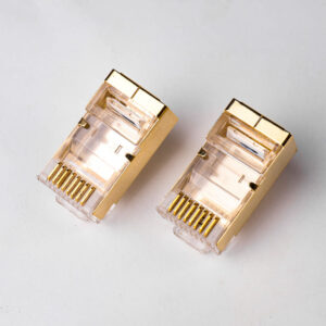 Cat5e Shielded Two-Piece RJ45 Connector showing plug body and load bar