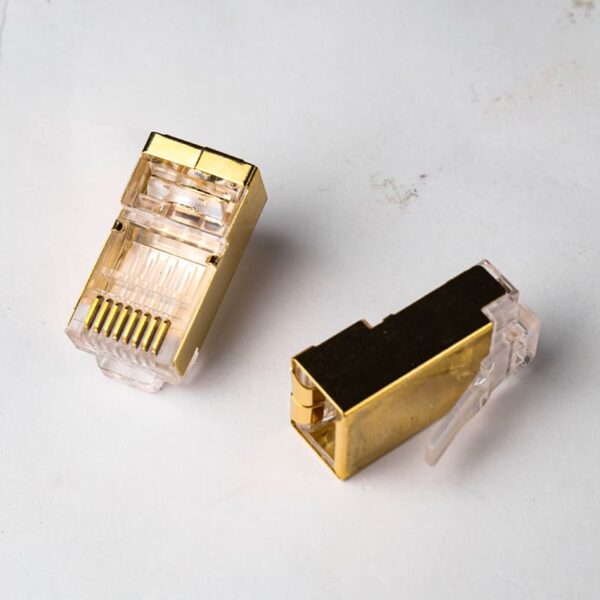 Cat6 1.35mm gold-plated shielded modular plug with thick copper shell