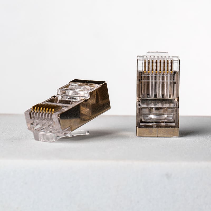 Cat6 Shielded Pass-Through RJ45 Connector Staggered 8P8C Design
