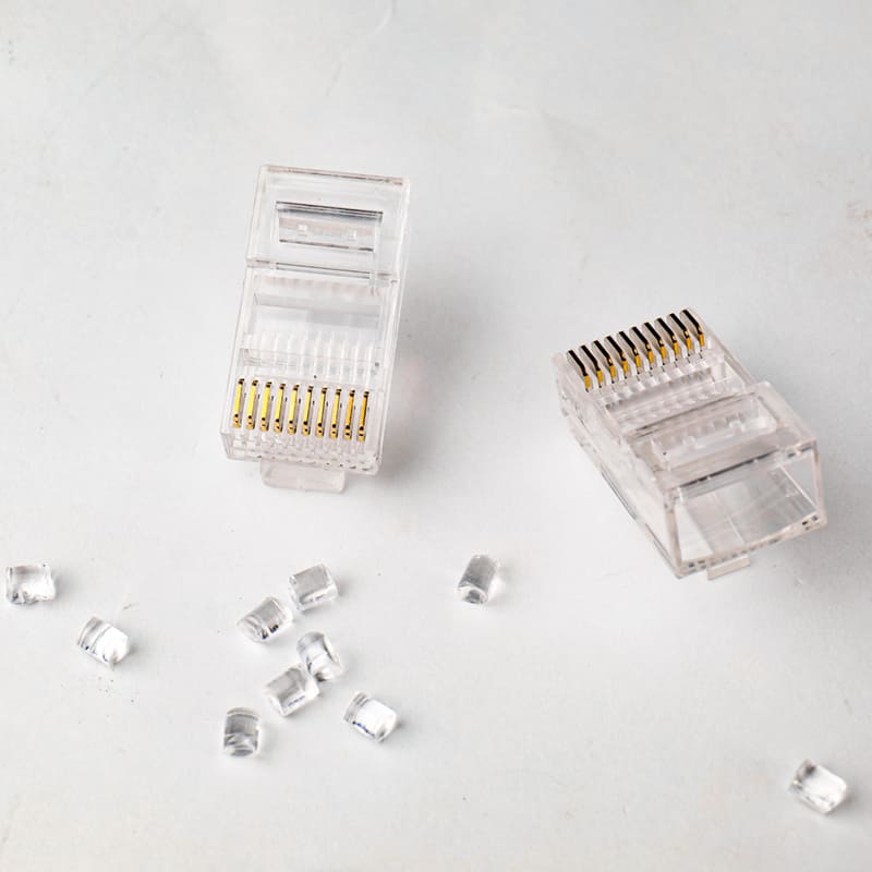 10P10C Modular Plug: High-Performance Unshielded RJ50 Connector with 50μ" Gold Plating Image 4 10P10C modular plug dimensions for cable assembly