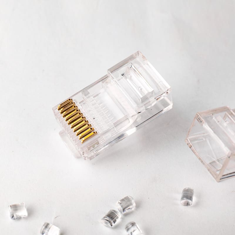 10P10C Modular Plug: High-Performance Unshielded RJ50 Connector with 50μ" Gold Plating Image 3 Unshielded 10P10C modular plug internal structure