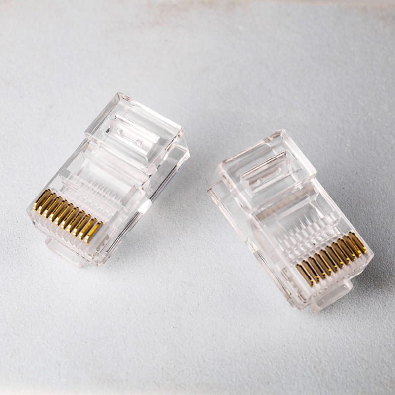 10P10C Modular Plug: High-Performance Unshielded RJ50 Connector with 50μ" Gold Plating Image 2 Premium 10P10C modular plug for industrial serial cable