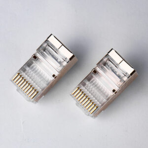 RJ50 10P10C Shielded Connector with 10 Gold-Plated Pins Front View