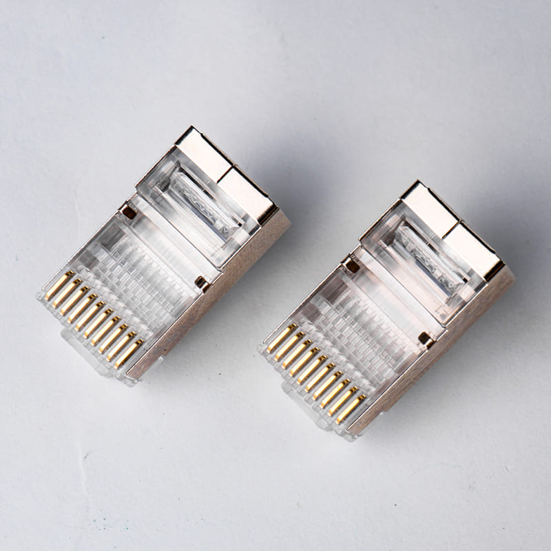 RJ50 10P10C Shielded Connector with 10 Gold-Plated Pins Front View