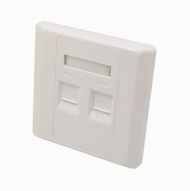 1 Port Modular Keystone Faceplate - Single Port RJ45/RJ11 Network Wall Plate with Dust Shutter and Customizable ID Labels Image 1 1 Port RJ45 Keystone Faceplate White Modular Wall Plate