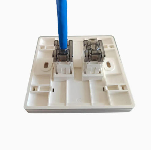 1 Port Modular Keystone Faceplate - Single Port RJ45/RJ11 Network Wall Plate with Dust Shutter and Customizable ID Labels Image 3 Single Port Network Faceplate with Dust Shutter for RJ45 RJ11