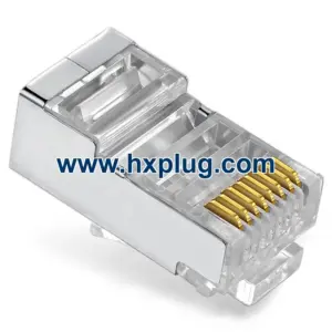Shield-Plus Cat5e Shielded RJ45 Connector with Nickel-Plated Brass Shell for EMI/RFI Protection