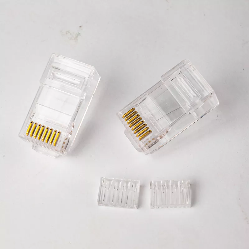 HXPLUG Cat6 UTP RJ45 Plug, Two-Piece 4-Up 4-Down Load Bar, 3-Prong Gold Image 3 HXPLUG Cat6 UTP RJ45 Plug, Two-Piece 4-Up 4-Down Load Bar, 3-Prong Gold - Image 3